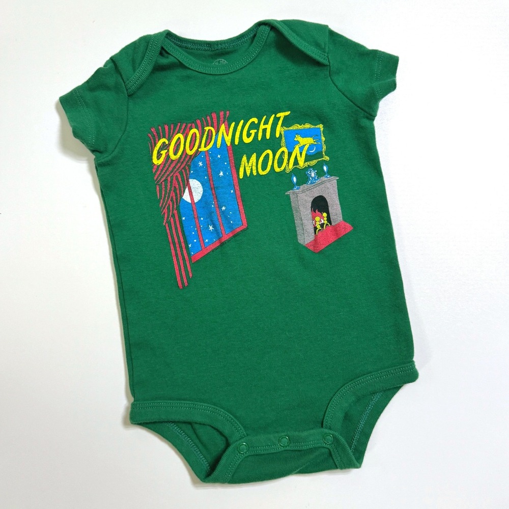 Out of Print Green Goodnight Moon 12M Bodysuit Graphic Short Sleeve Onesie